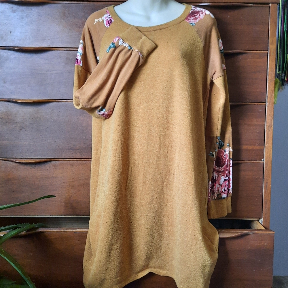 My Story Mustard Tunic with Floral Print